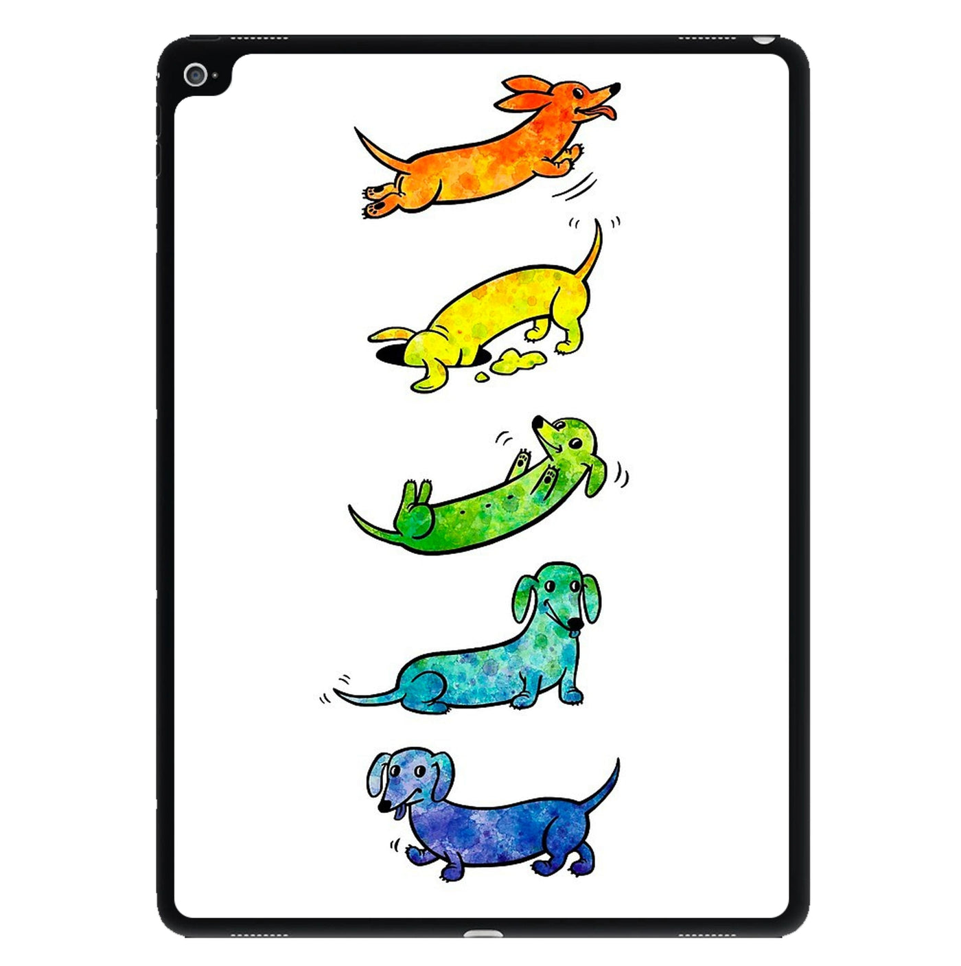 Watercolor Rainbow Dachshunds iPad Case