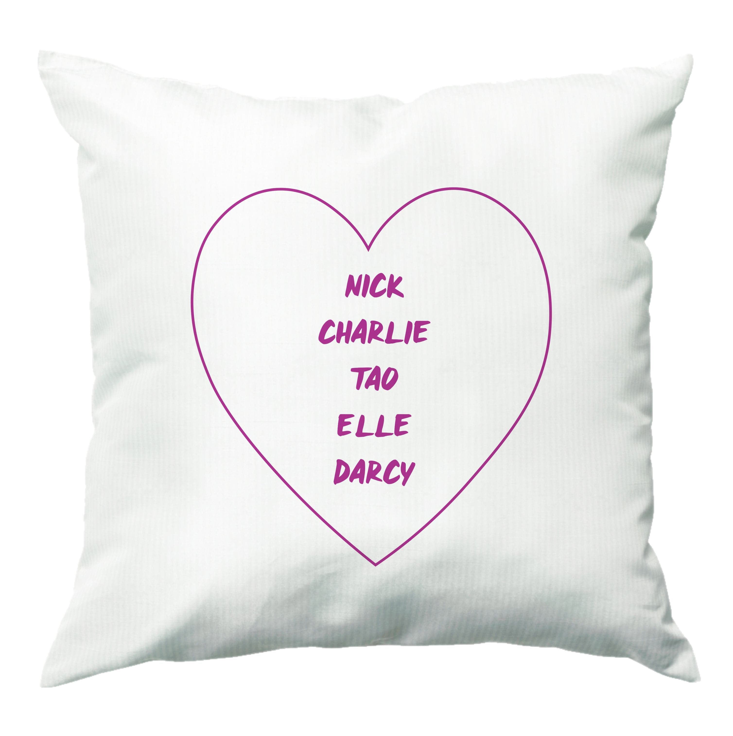 Nick , Charlie , Tao , Elle , Darcy - Heart TV Cushion