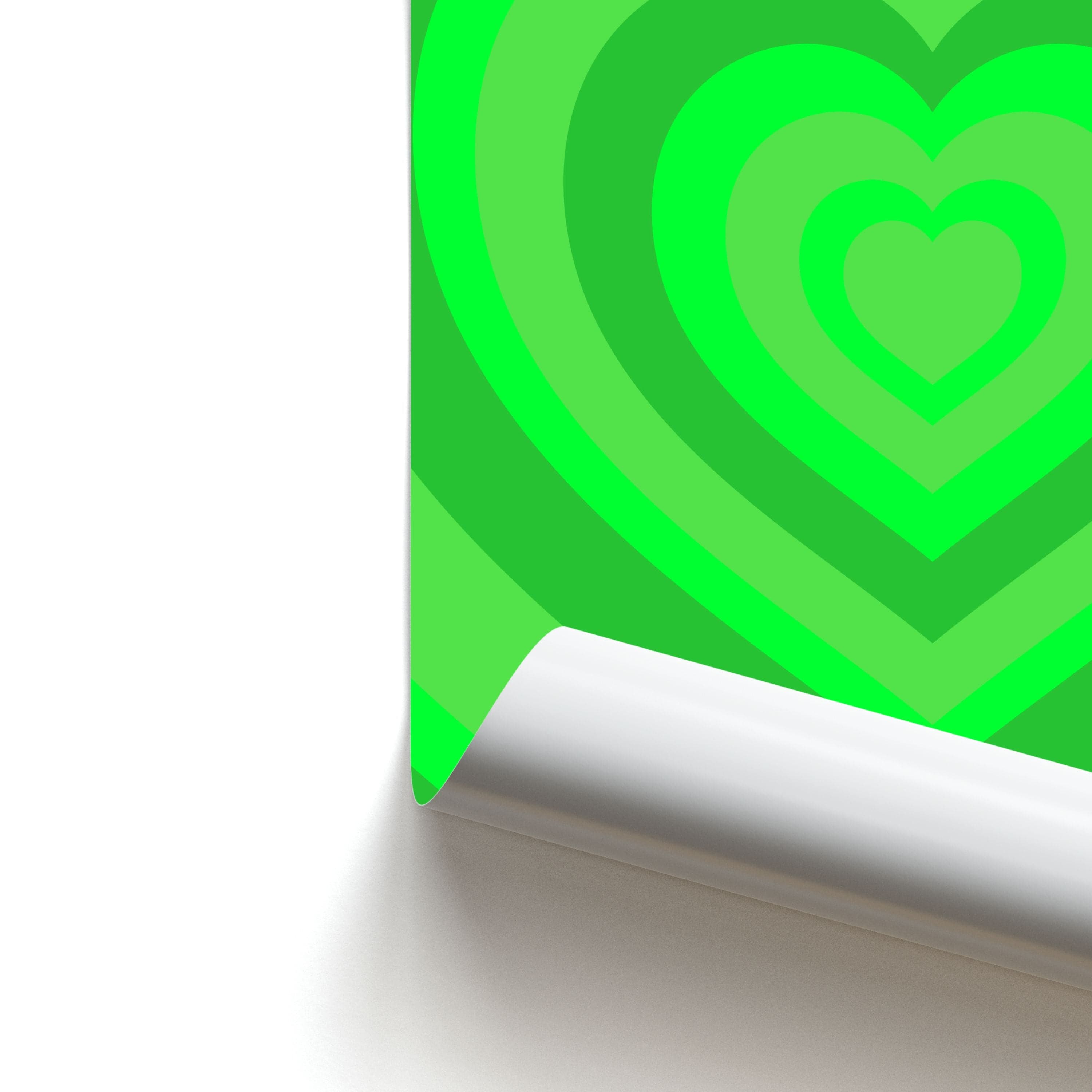 Green - Colourful Hearts Poster