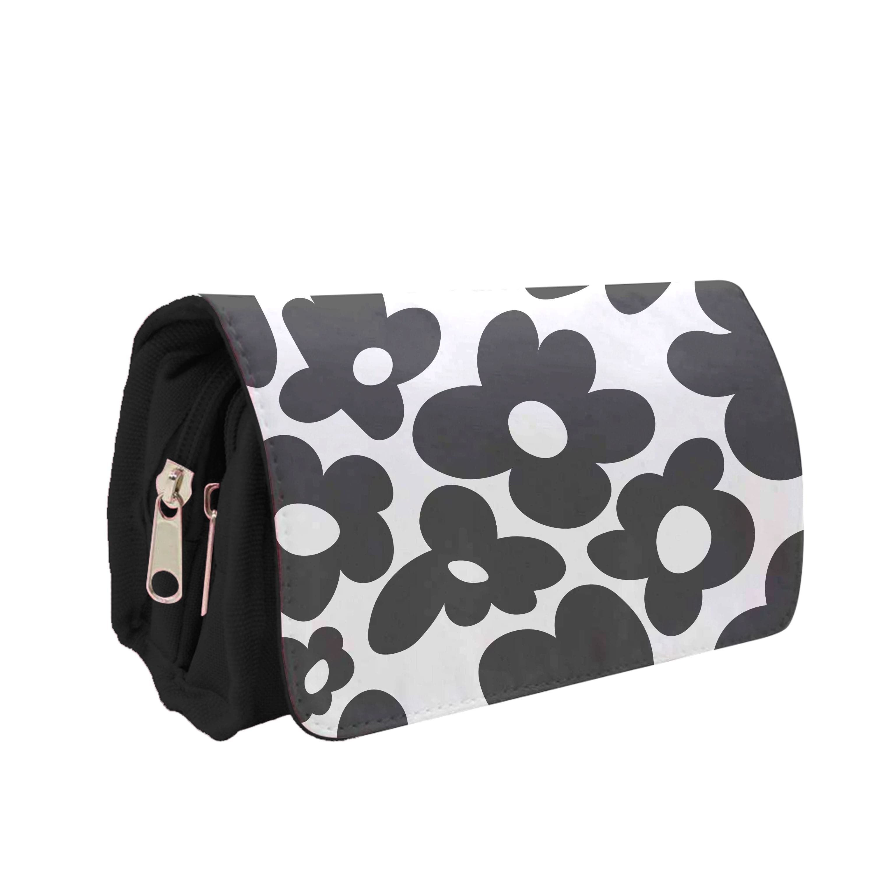 Black Flowers - Trippy Patterns Pencil Case