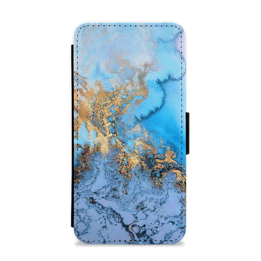 Sea Blue and Gold Marble Flip / Wallet Phone Case - Fun Cases