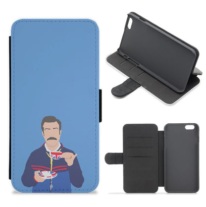 Ted Drinking Tea Flip / Wallet Phone Case