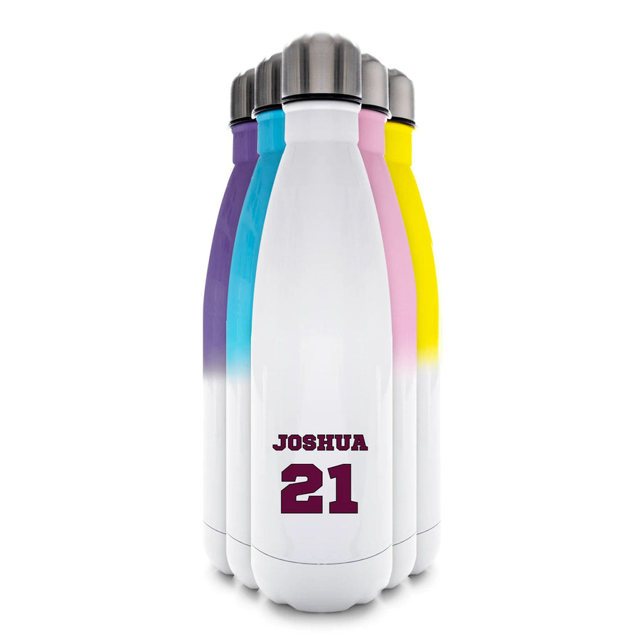 Burgundy - Personalised Football   Water Bottle