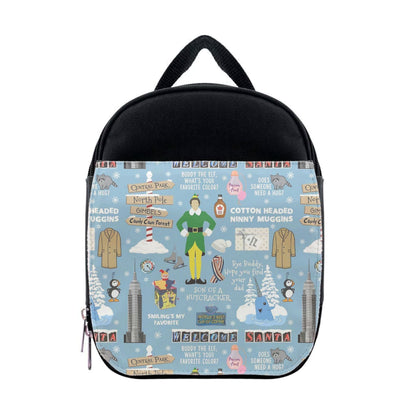 Blue Buddy The Elf Pattern Lunchbox