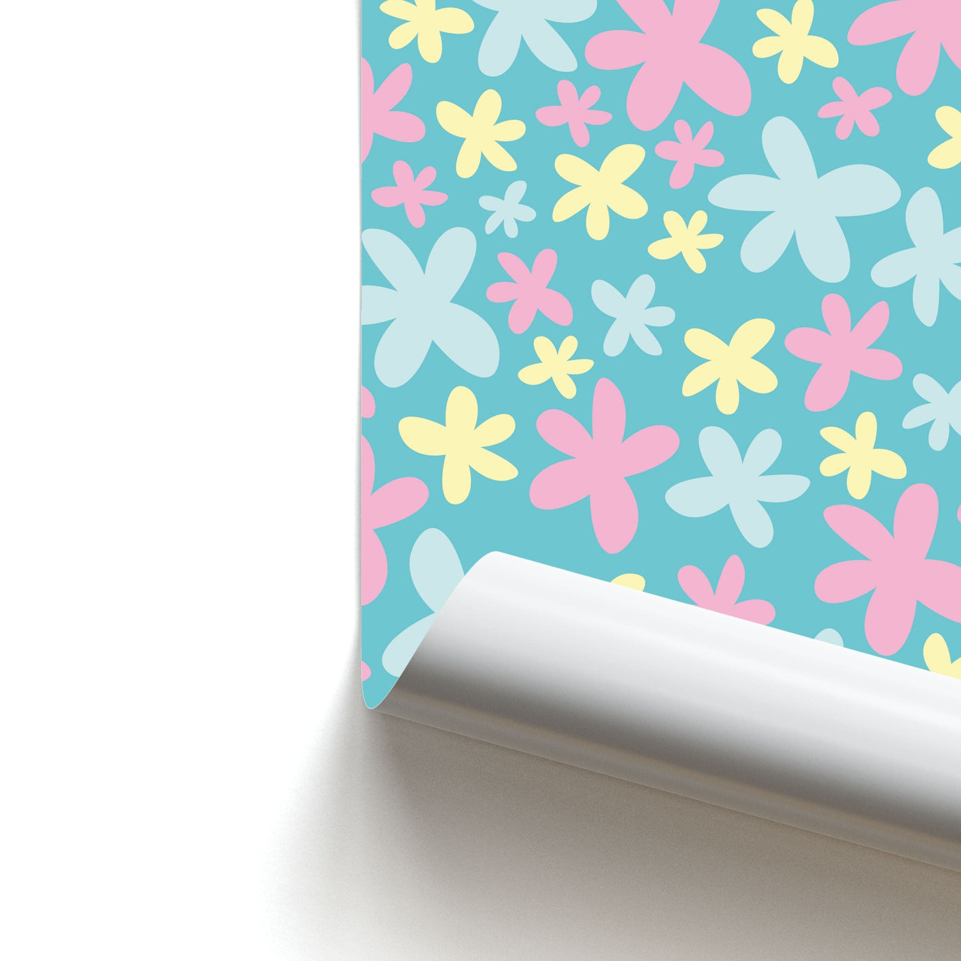 Blue, Pink And Yellow Flowers - Spring Patterns Poster