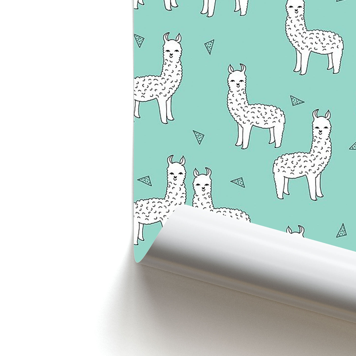 Mint Alpaca Pattern Poster