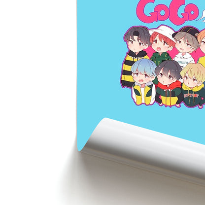 Go Go K-Pop Band Cartoon Poster