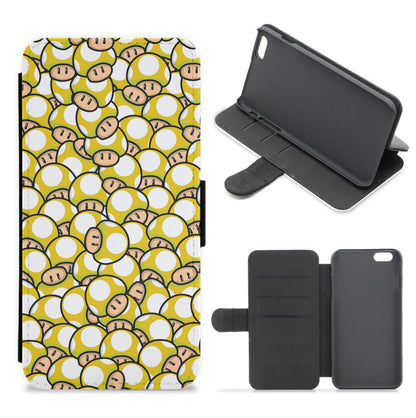 Mushroom Pattern - Yellow Flip / Wallet Phone Case