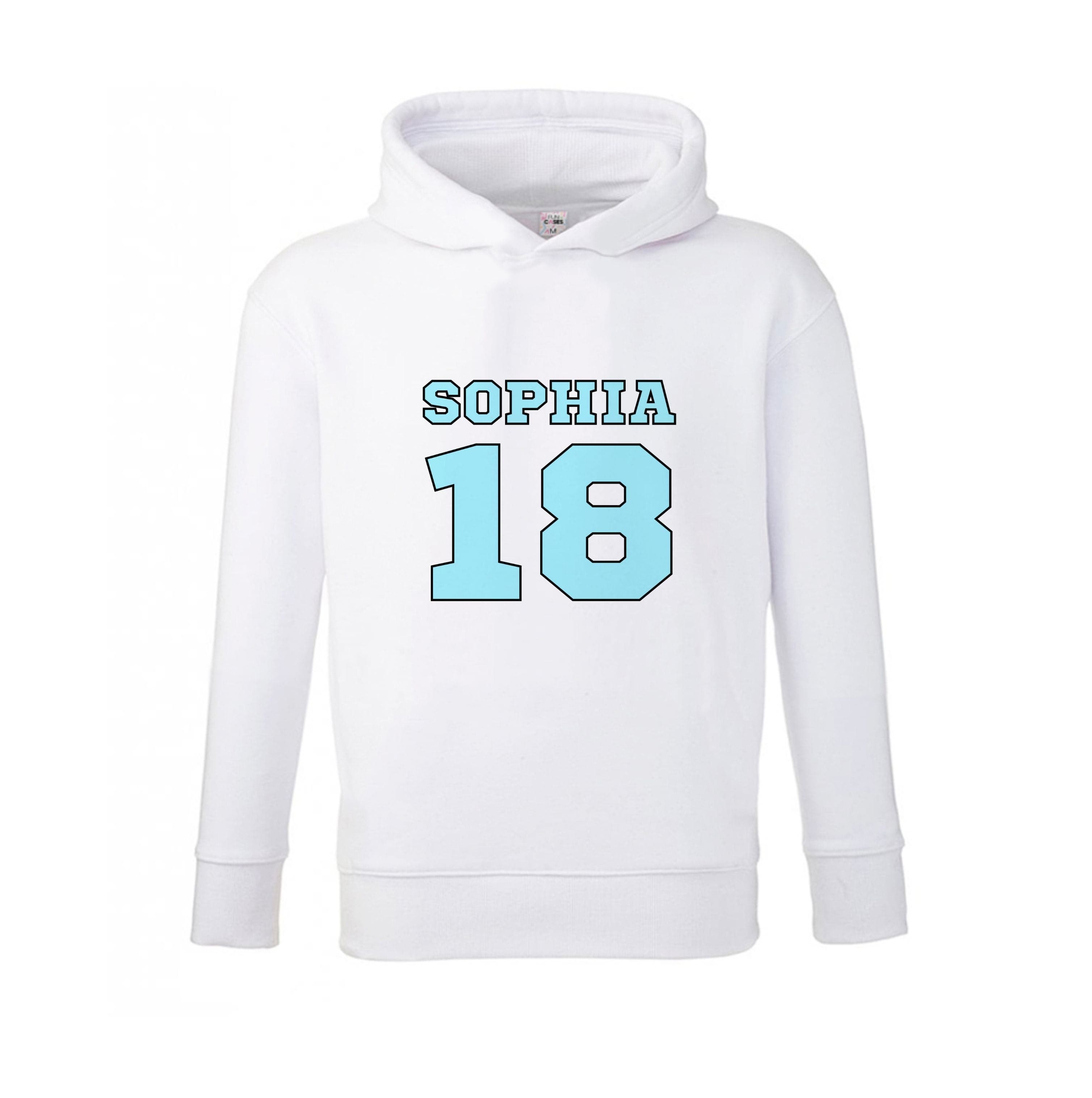 Light Blue - Personalised Football Kids Hoodie