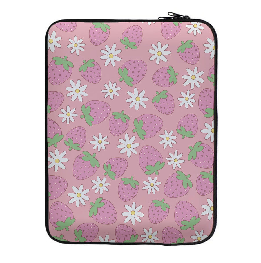 Pink Strawberries - Spring Patterns Laptop Sleeve