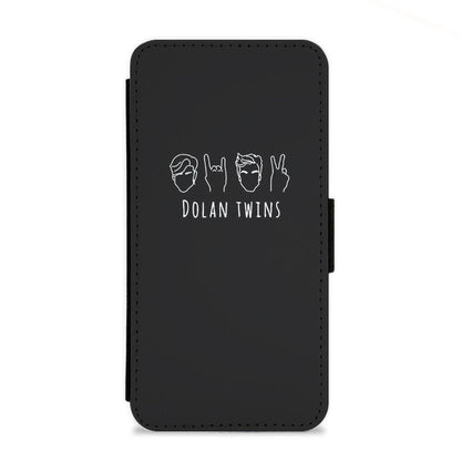 Grayson, Rock, Ethan, Peace - Dolan Twins Flip Wallet Phone Case - Fun Cases