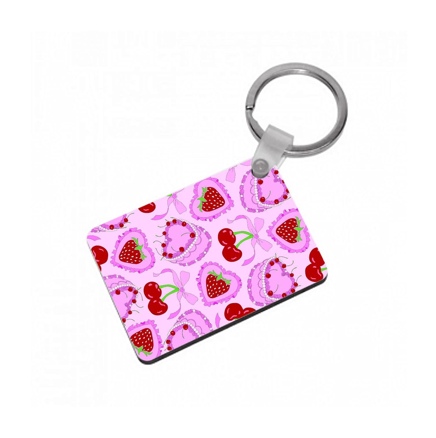 Cherries, Strawberries And Cake - Valentine's Day Keyring