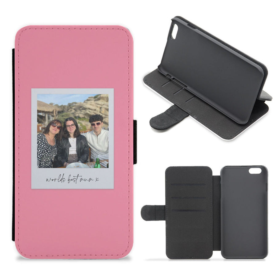 Worlds Best Mum Polaroid - Personalised Mother's Day Flip / Wallet Phone Case