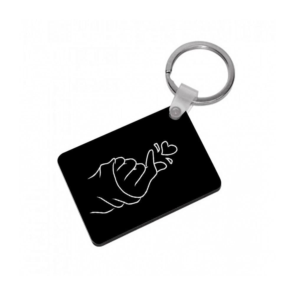 Cute Heart Finger Snap Black Keyring