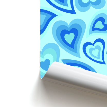 Blue Hearts - Trippy Patterns Poster