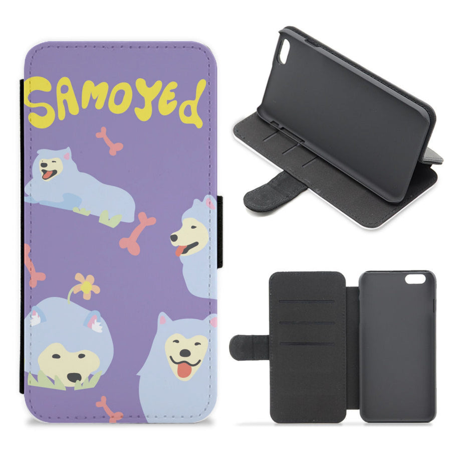 Samoyed - Dog Patterns Flip / Wallet Phone Case