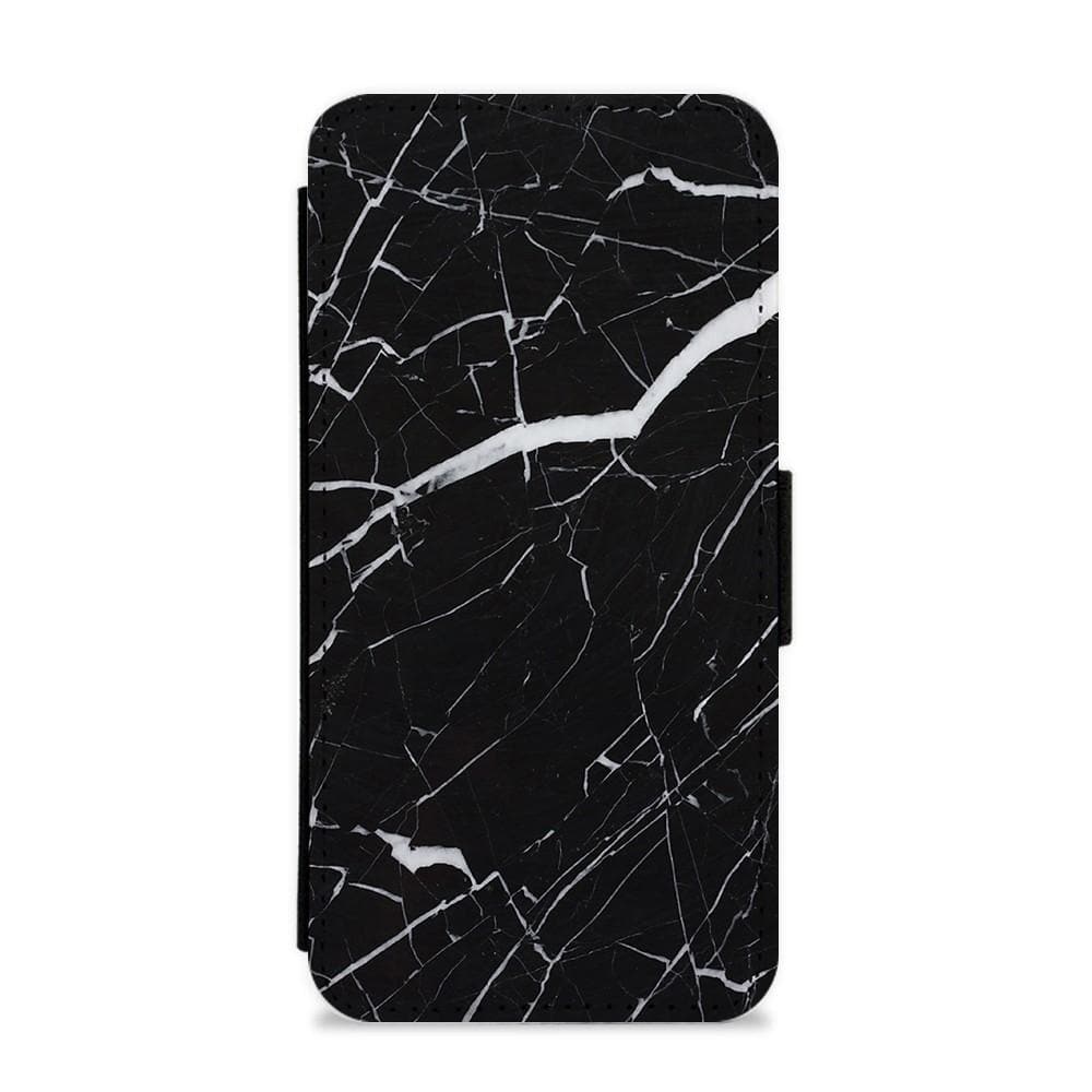 Black & White Marble Pattern Flip / Wallet Phone Case - Fun Cases