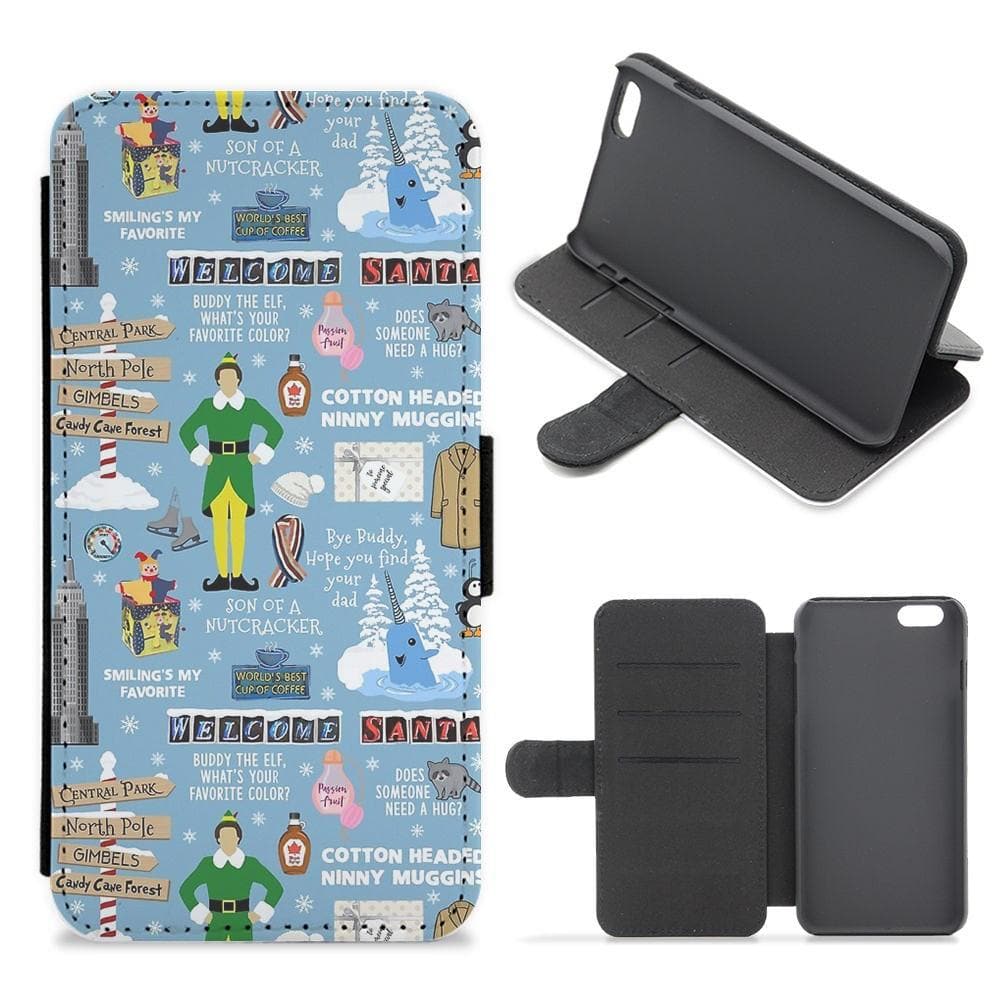 Blue Buddy The Elf Pattern Flip Wallet Phone Case