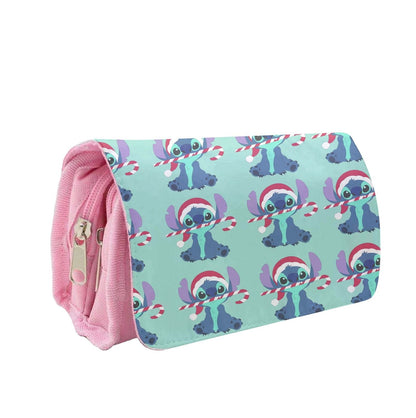 Christmas Blue Alien Pattern Pencil Case