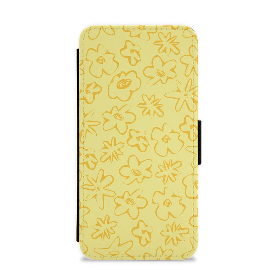 Yellow And Orange - Floral Patterns Flip / Wallet Phone Case