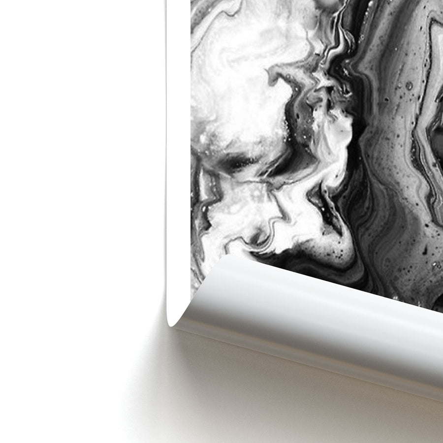 Black and White Leaking Marble Poster
