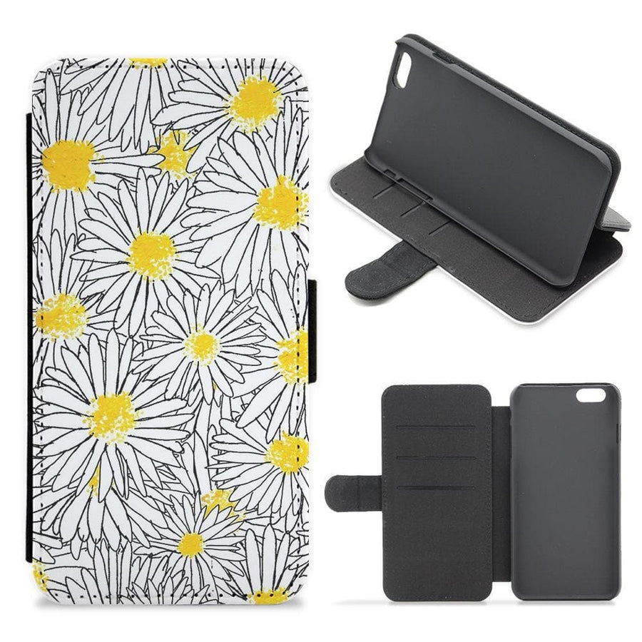Cute Daisy Pattern Flip Wallet Phone Case - Fun Cases