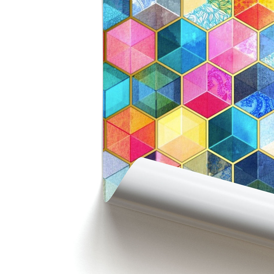 Colourful Honeycomb Pattern Poster