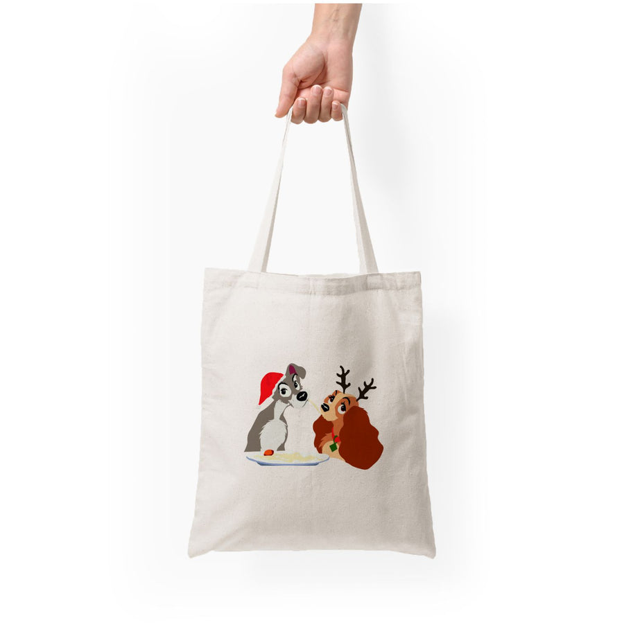 Christmas Lady And The Tramp Tote Bag