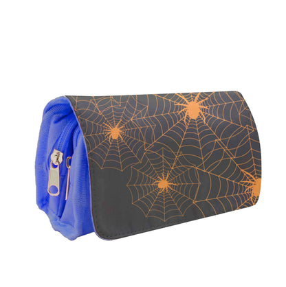 Orange Spider Web  Pencil Case