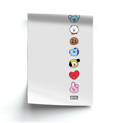 BT21 Vertical Faces - K Pop Poster