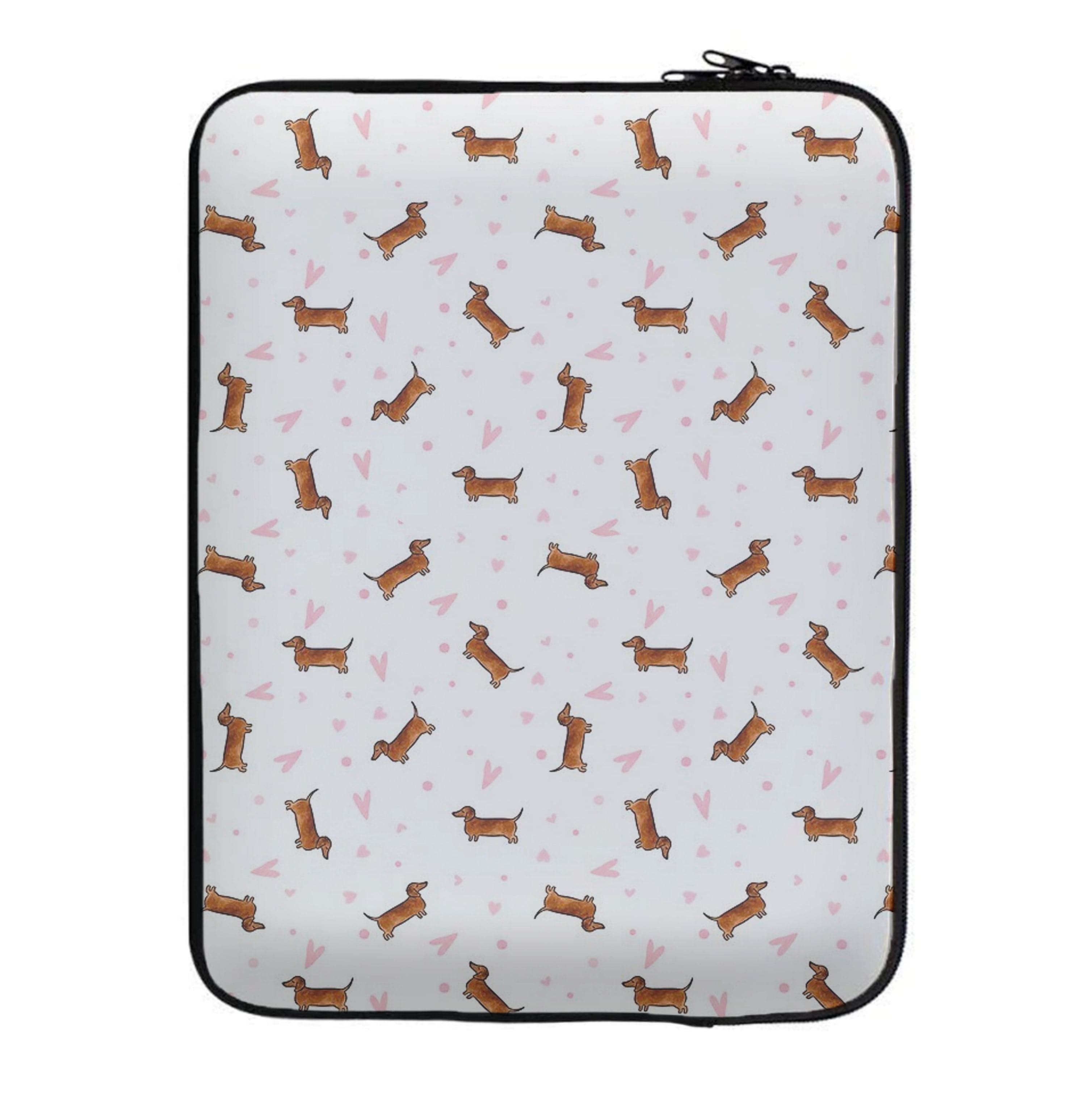 Dachshund Pattern - White Laptop Sleeve