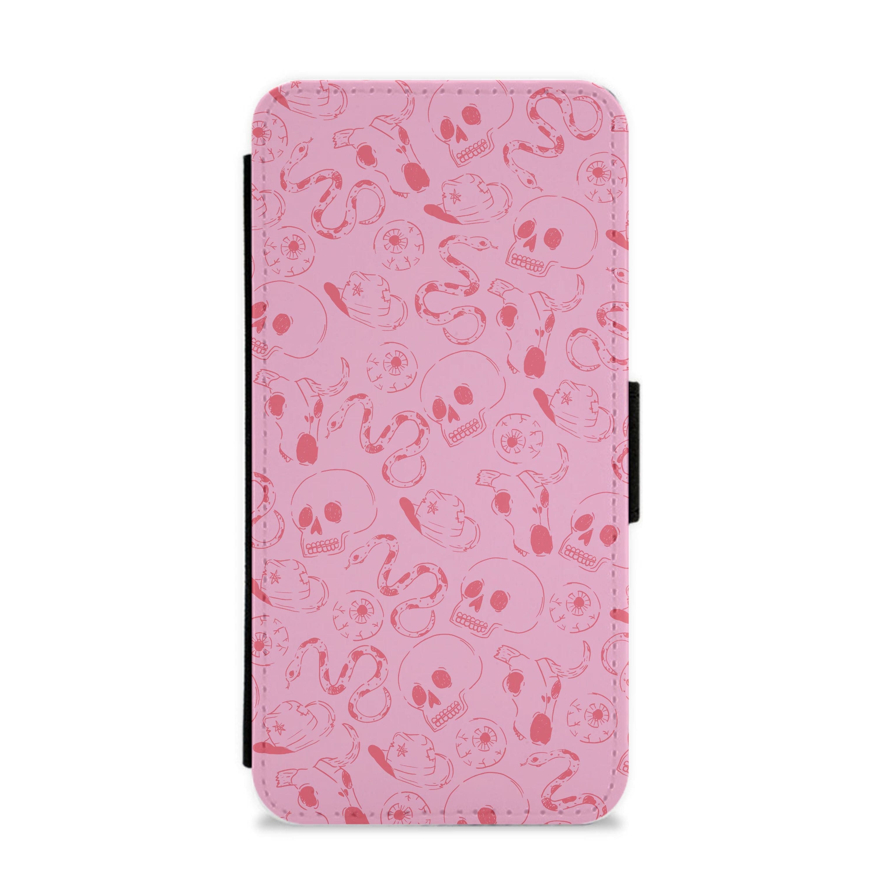 Pink Snakes And Skulls - Western  Flip / Wallet Phone Case