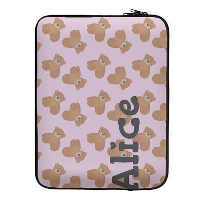 Teddy Bear Pattern - Personalised Christmas Laptop Sleeve