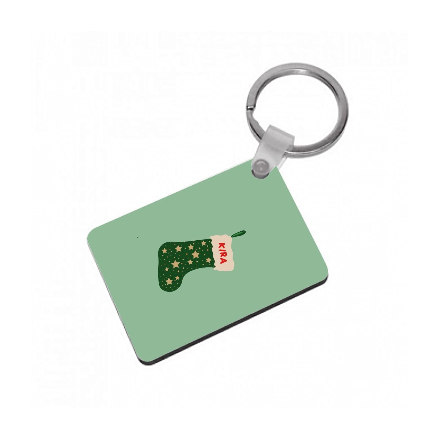 Green Stocking - Personalised Christmas Keyring