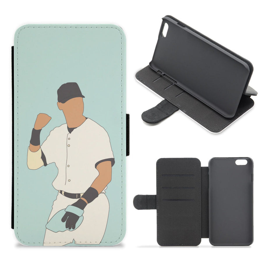 Derek Jeter Outline - Baseball Flip / Wallet Phone Case