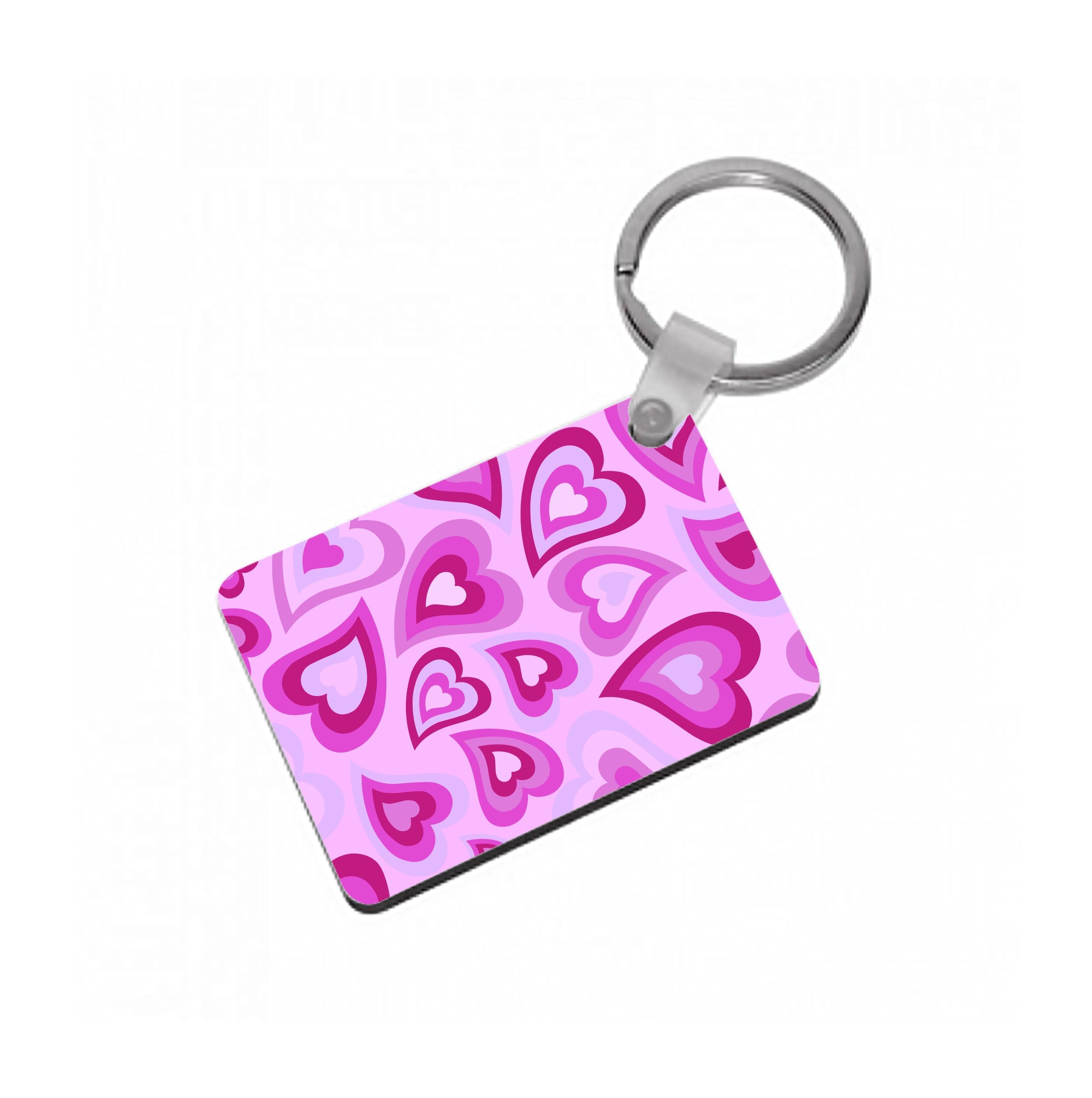 Pink Hearts - Trippy Patterns Keyring