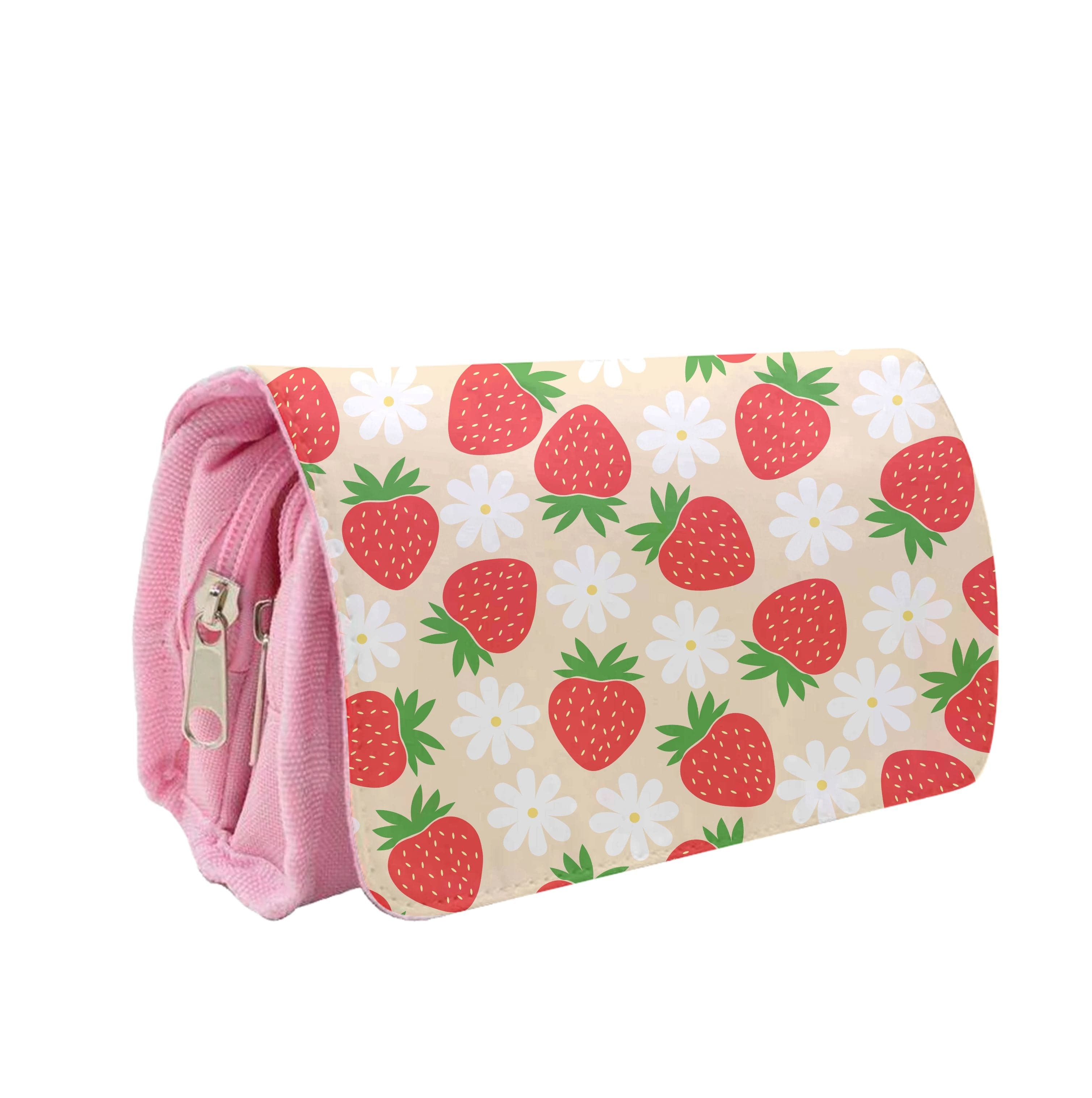 Strawberries and Flowers - Spring Patterns Pencil Case