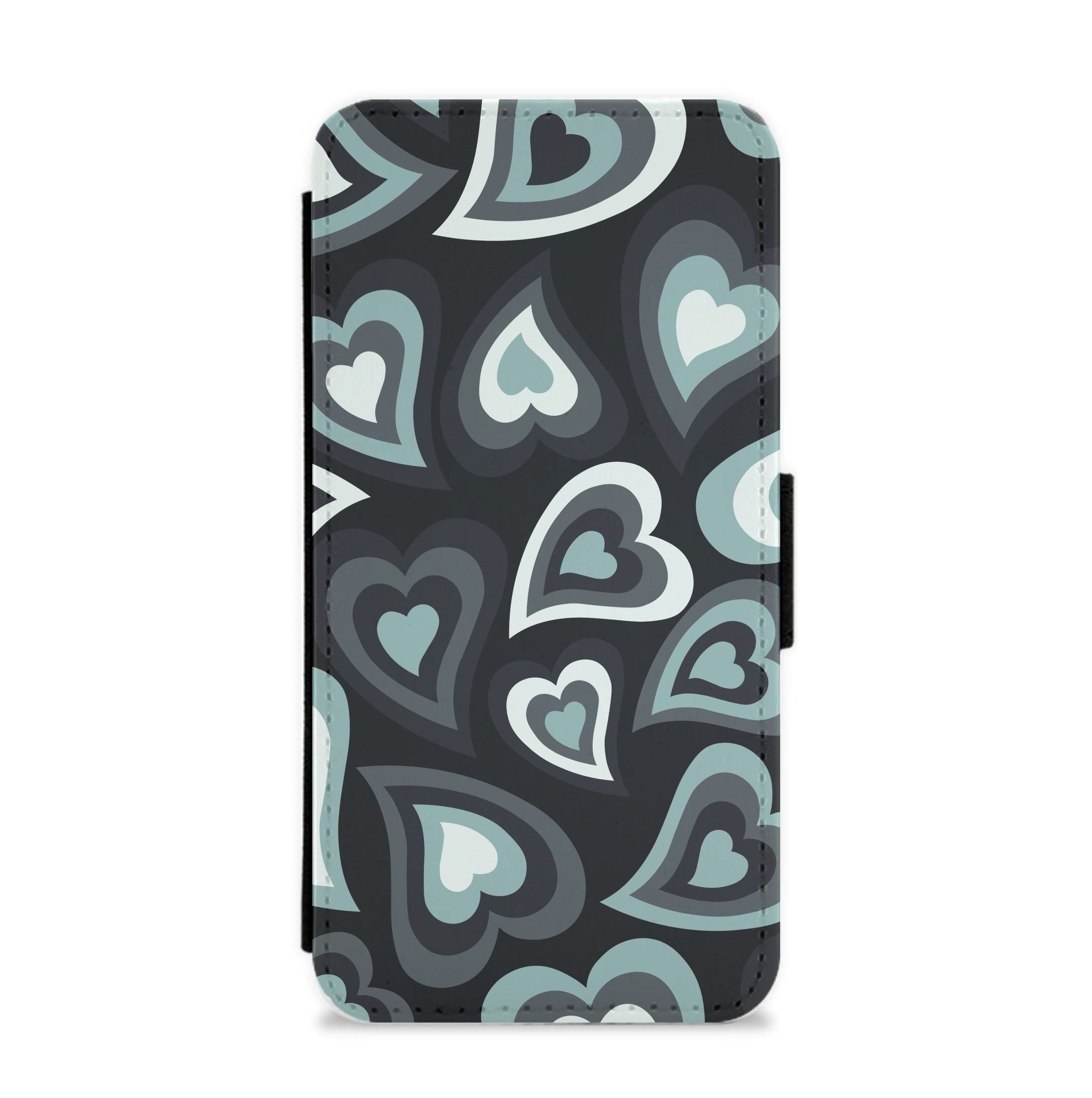 Black Hearts - Trippy Patterns Flip / Wallet Phone Case