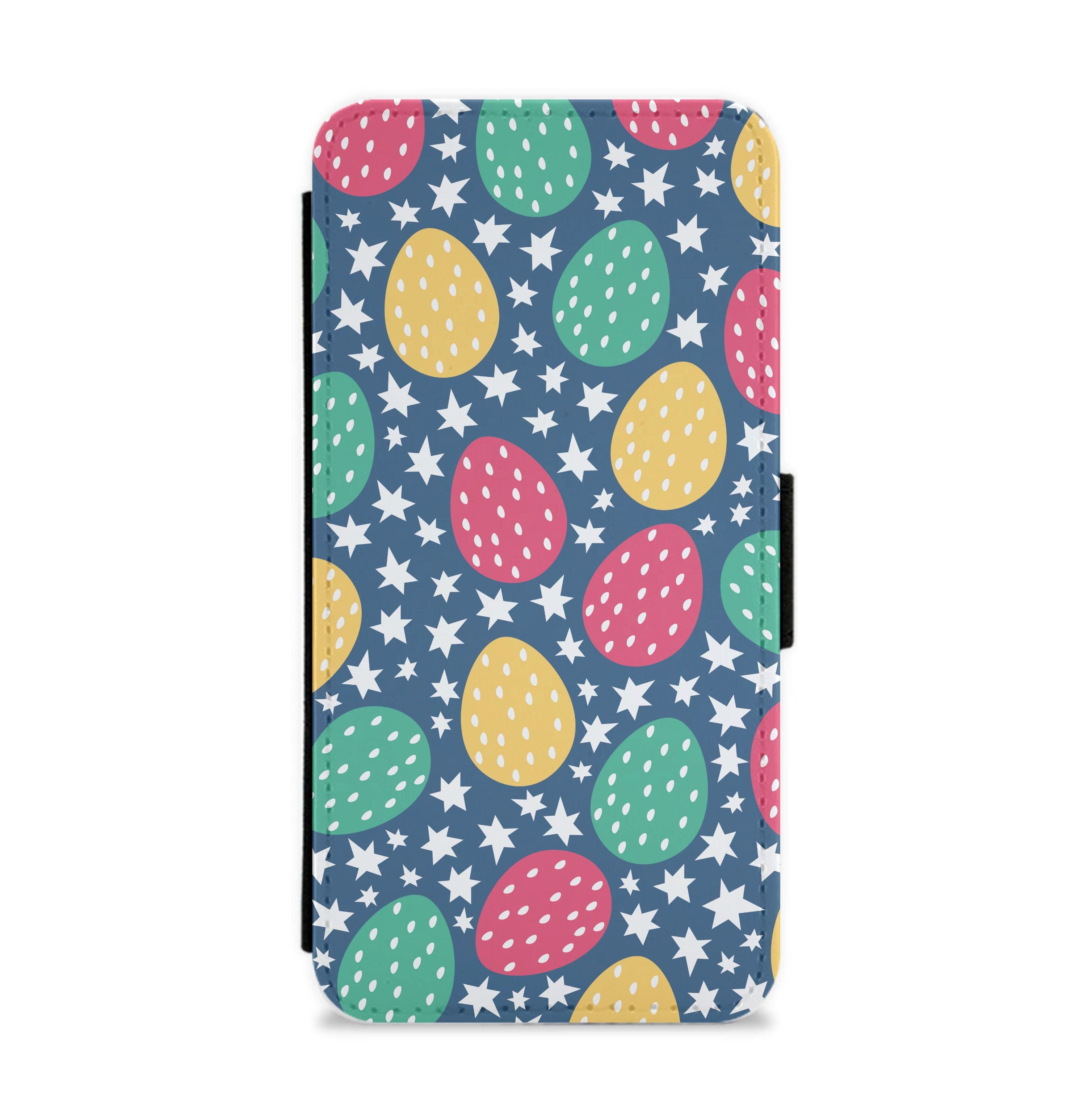 Blue Easter Eggs - Easter Patterns Flip / Wallet Phone Case