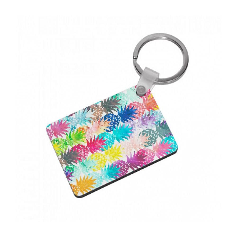 Watercolour Pineapple Pattern Keyring - Fun Cases