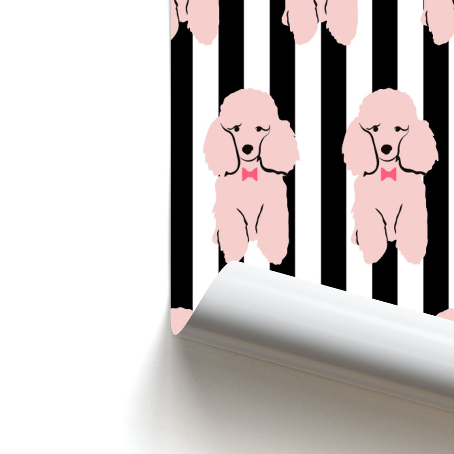 Striped Poodle - Dog Pattern Poster