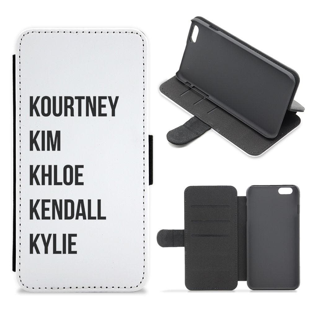 Kourtney, Kim, Khloe, Kendall, Kylie - Kardashian Flip Wallet Phone Case - Fun Cases