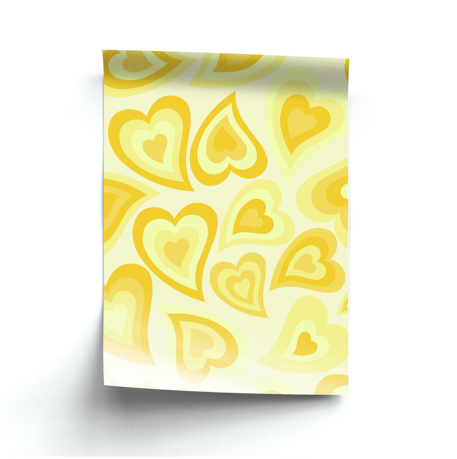 Yellow Hearts - Trippy Patterns Poster