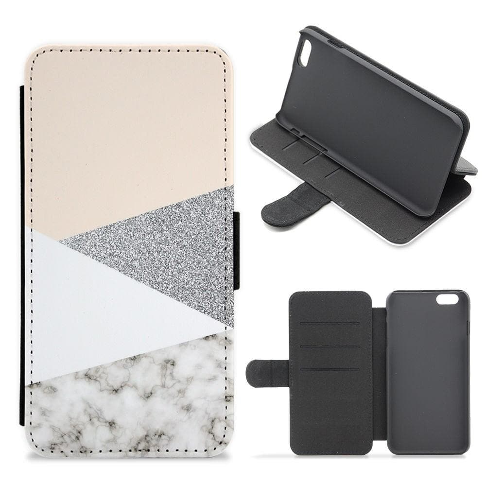 Abstract Marble and Silver Pattern Flip / Wallet Phone Case - Fun Cases