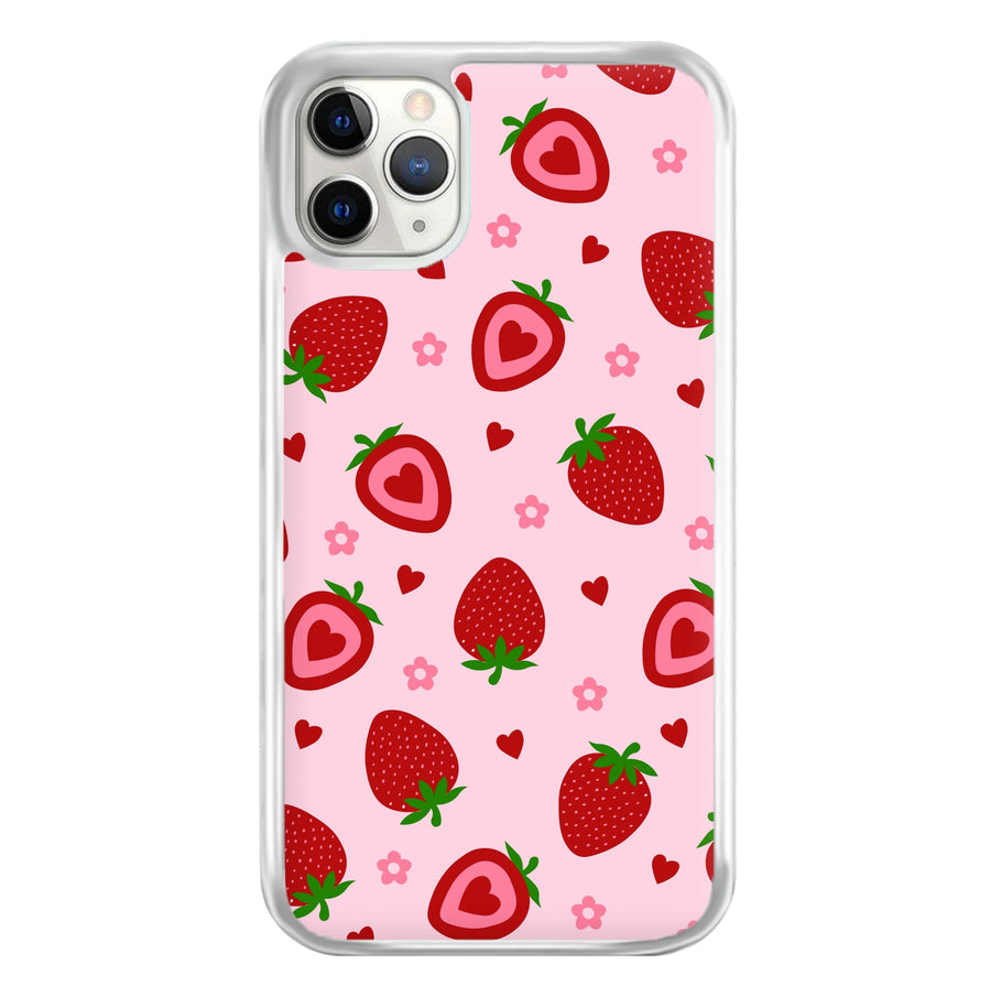 Strawberries And Hearts - Fruit Patterns Phone Case