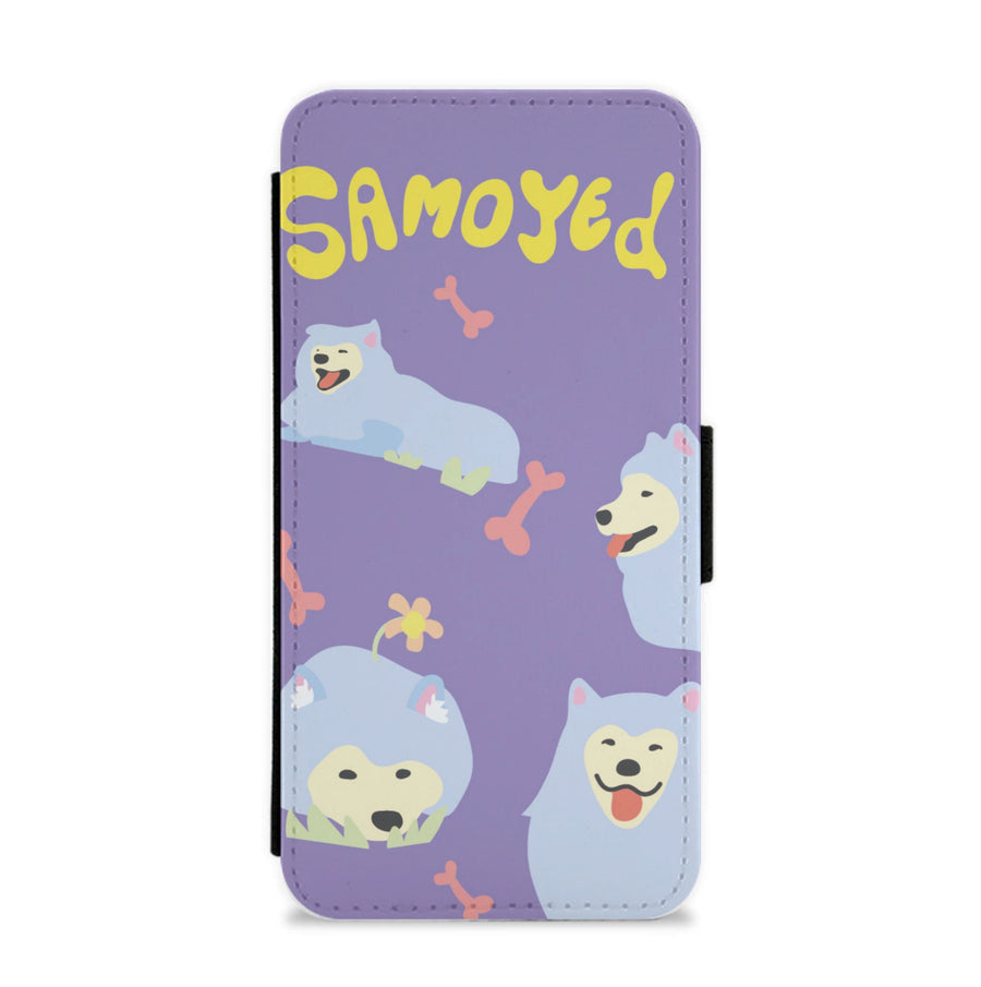 Samoyed - Dog Patterns Flip / Wallet Phone Case
