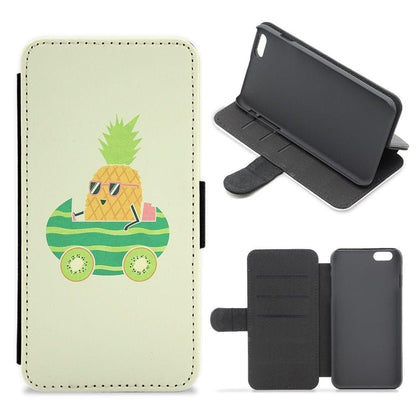 Summer Drive Pineapple Flip Wallet Phone Case - Fun Cases