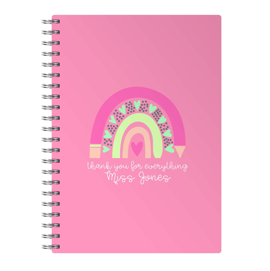 Thank You For Everything - Personalised Teachers Gift Notebook