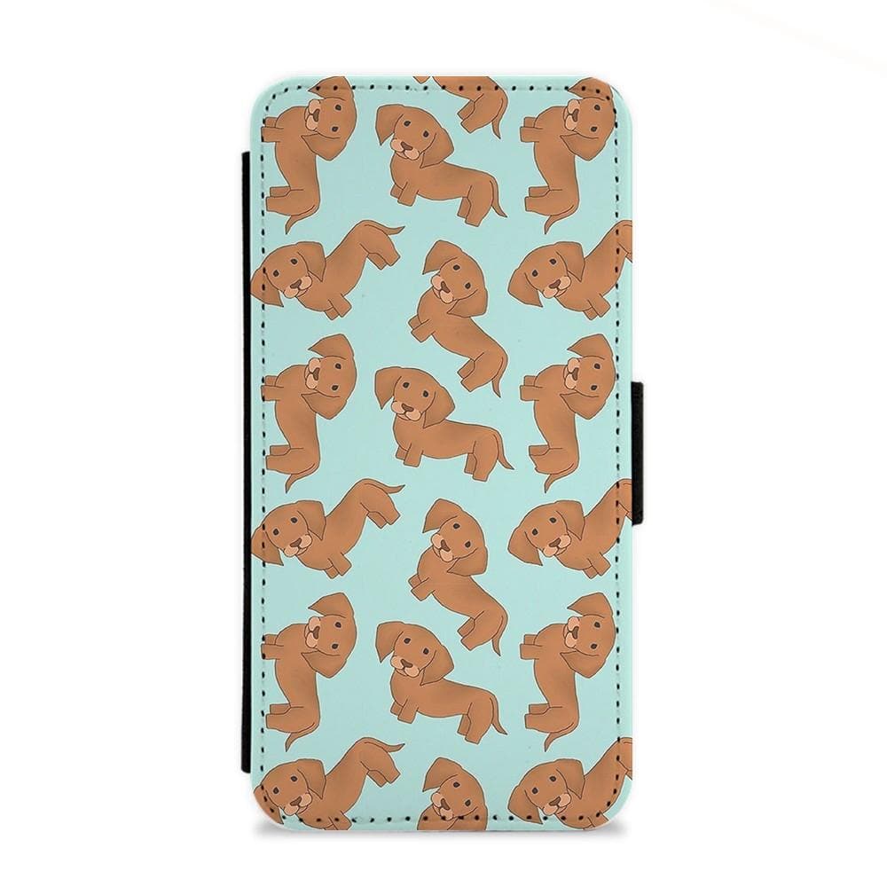 Sausage Dog Pattern Flip Wallet Phone Case - Fun Cases