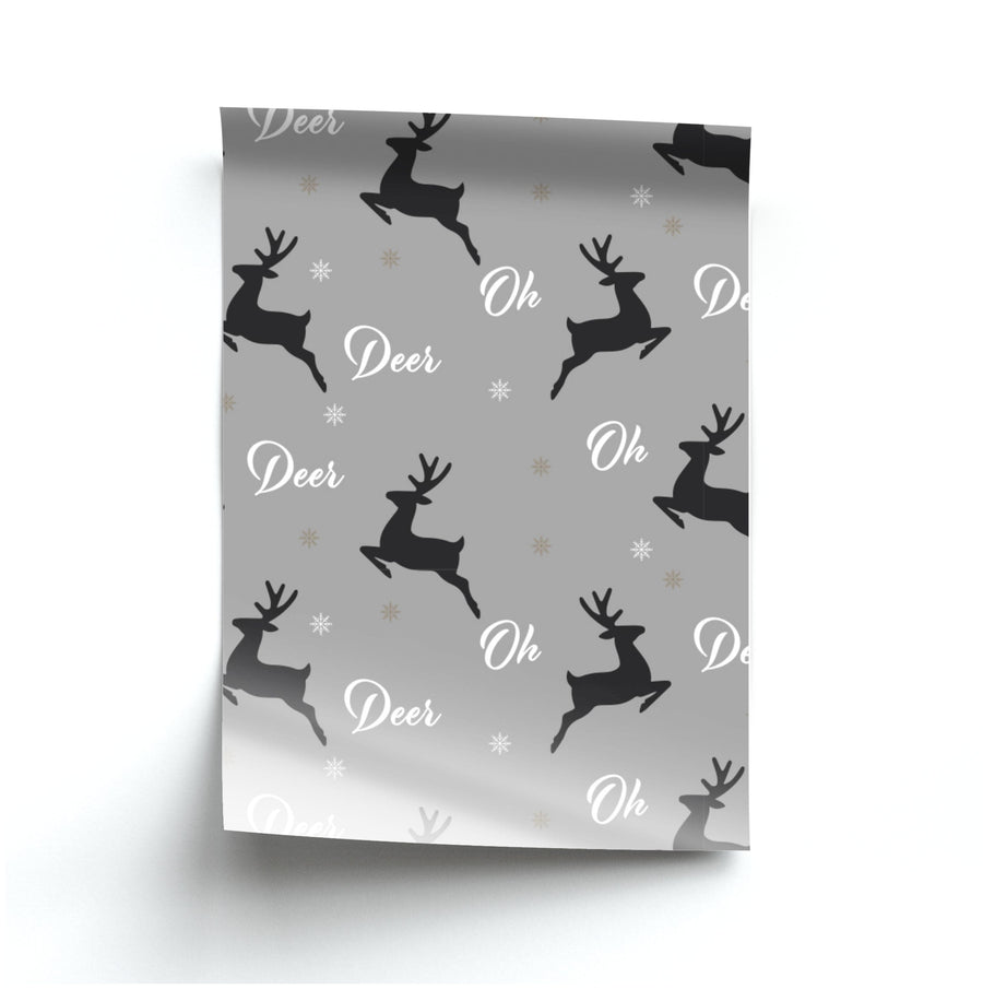 Oh Deer Christmas Pattern Poster